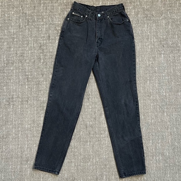 Vintage Calvin Klein 90’s Jeans High Rise Tapered Straight Leg Faded Black - Picture 2 of 5